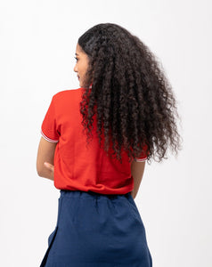 Red with Stripes Classique Plain Women's Polo Shirt