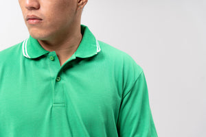 Energy Green with Stripes Classique Plain Polo Shirt