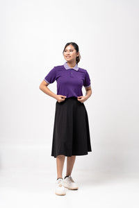 Purple Mini Stripes Classique Plain Women's Polo Shirt