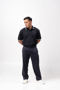 Black with Stripes Classique Plain Polo Shirt