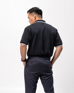 Black with Stripes Classique Plain Polo Shirt