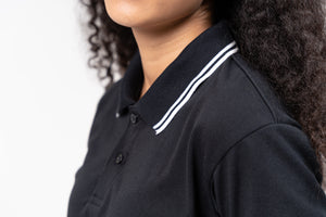 Black with Stripes Classique Plain Women's Polo Shirt