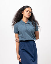 Load image into Gallery viewer, Sirotex Slate Blue / Black Classique Plain Women&#39;s Polo Shirt
