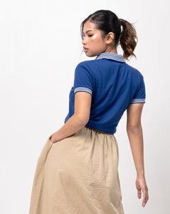 Royal Blue Mini Stripes Classique Plain Women's Polo Shirt