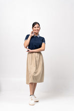 Load image into Gallery viewer, Navy Blue Mini Stripes Classique Plain Women&#39;s Polo Shirt
