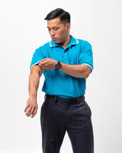 Load image into Gallery viewer, Aqua Blue with Stripes Classique Plain Polo Shirt
