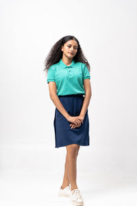 Sirotex Aqua Blue / Neon Green Classique Plain Women's Polo Shirt