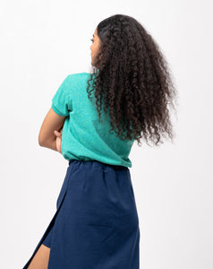 Sirotex Aqua Blue / Neon Green Classique Plain Women's Polo Shirt