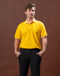 Canary Yellow Mini Stripes Classique Plain Polo Shirt