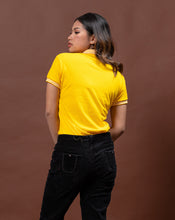 Load image into Gallery viewer, Canary Yellow Mini Stripes Classique Plain Women&#39;s Polo Shirt
