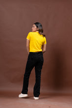 Load image into Gallery viewer, Canary Yellow Mini Stripes Classique Plain Women&#39;s Polo Shirt
