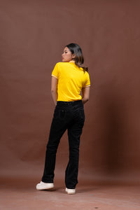 Canary Yellow Mini Stripes Classique Plain Women's Polo Shirt