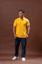 Load image into Gallery viewer, Gold Yellow with Stripes Classique Plain Polo Shirt
