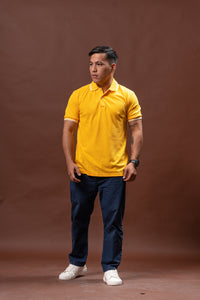 Gold Yellow with Stripes Classique Plain Polo Shirt