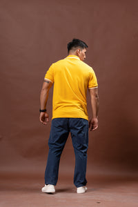 Gold Yellow with Stripes Classique Plain Polo Shirt
