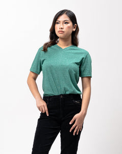 Emerald Green Sirotex Cotton Blue Plain Women's T-Shirt