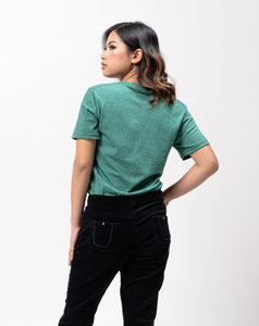 Emerald Green Sirotex Cotton Blue Plain Women's T-Shirt