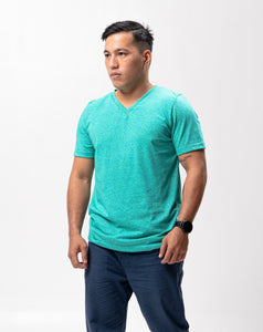 Aqua Blue Neon Green Cotton Blue Plain Unisex T-Shirt