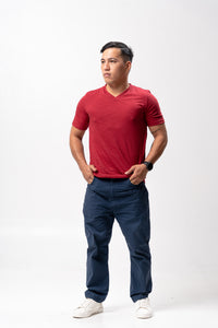 Red Maroon Slub Cotton Blue Plain Unisex T-Shirt