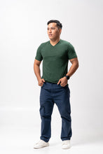 Load image into Gallery viewer, Emerald Green Slub Cotton Blue Plain Unisex T-Shirt
