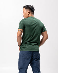 Emerald Green Slub Cotton Blue Plain Unisex T-Shirt