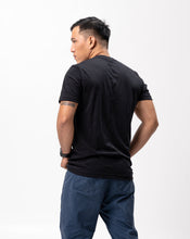 Load image into Gallery viewer, Black Slub Cotton Blue Plain Unisex T-Shirt
