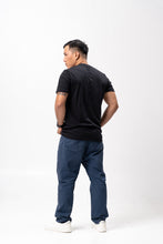 Load image into Gallery viewer, Black Slub Cotton Blue Plain Unisex T-Shirt
