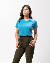 Load image into Gallery viewer, Aqua Blue Sirotex Cotton Blue Plain Women&#39;s T-Shirt
