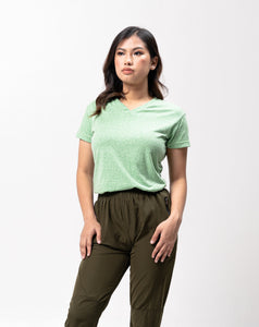 Emerald Green Polyside Cotton Blue Plain Women's T-Shirt