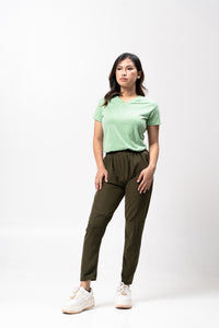 Emerald Green Polyside Cotton Blue Plain Women's T-Shirt