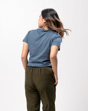 Load image into Gallery viewer, Slate Blue Black Cotton Blue Plain Women&#39;s T-Shirt
