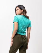 Load image into Gallery viewer, Aqua Blue Neon Green Cotton Blue Plain Women&#39;s T-Shirt
