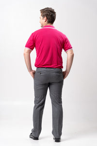 Fuchsia Pink with Stripes Classique Plain Polo Shirt
