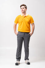 Load image into Gallery viewer, Gold Yellow Mini Stripes Classique Plain Polo Shirt

