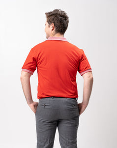 Red Mini Stripes Classique Plain Polo Shirt