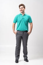 Load image into Gallery viewer, Sirotex Aqua Blue / Neon Green Classique Plain Polo Shirt
