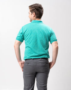 Sirotex Aqua Blue / Neon Green Classique Plain Polo Shirt