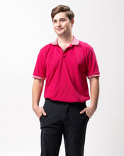 Load image into Gallery viewer, Fuchsia Pink Mini Stripes Classique Plain Polo Shirt

