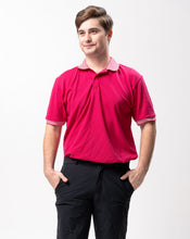 Load image into Gallery viewer, Fuchsia Pink Mini Stripes Classique Plain Polo Shirt
