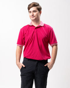 Fuchsia Pink Mini Stripes Classique Plain Polo Shirt
