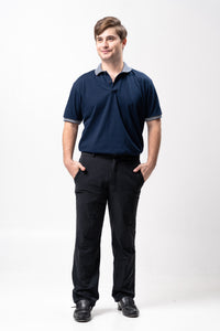 Navy Blue Mini Stripes Classique Plain Polo Shirt