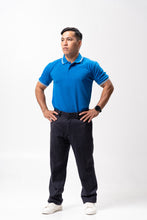 Load image into Gallery viewer, Dark Sky Blue with Stripes Classique Plain Polo Shirt
