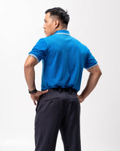 Load image into Gallery viewer, Dark Sky Blue with Stripes Classique Plain Polo Shirt
