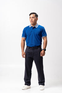 Royal Blue Mini Stripes Classique Plain Polo Shirt
