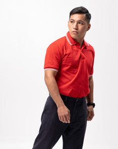 Red with Stripes Classique Plain Polo Shirt