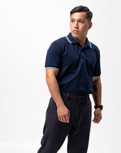 Navy Blue with Stripes Classique Plain Polo Shirt