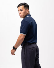 Load image into Gallery viewer, Navy Blue with Stripes Classique Plain Polo Shirt
